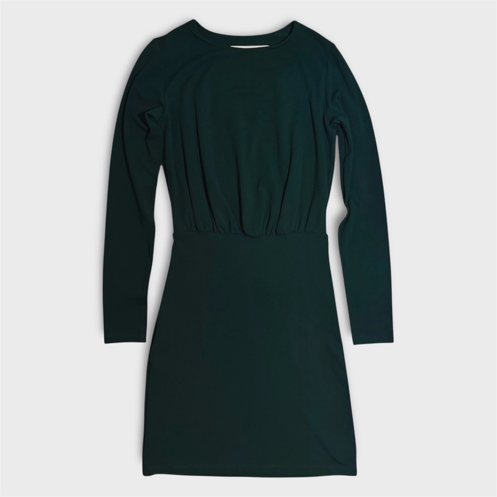 Susana Monaco XS Dark Green Open Back Bodycon Dress Long Sleeve Stretch